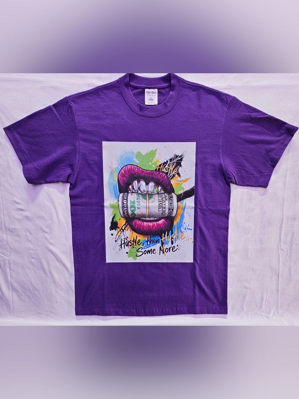Graphic Hustle Crewneck Tee - Purple